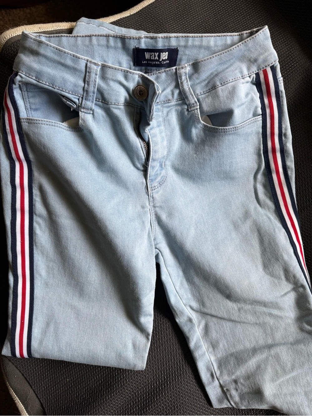 Wax Jeans Light Blue Denim With Side Strips Size 3 Nice❤️